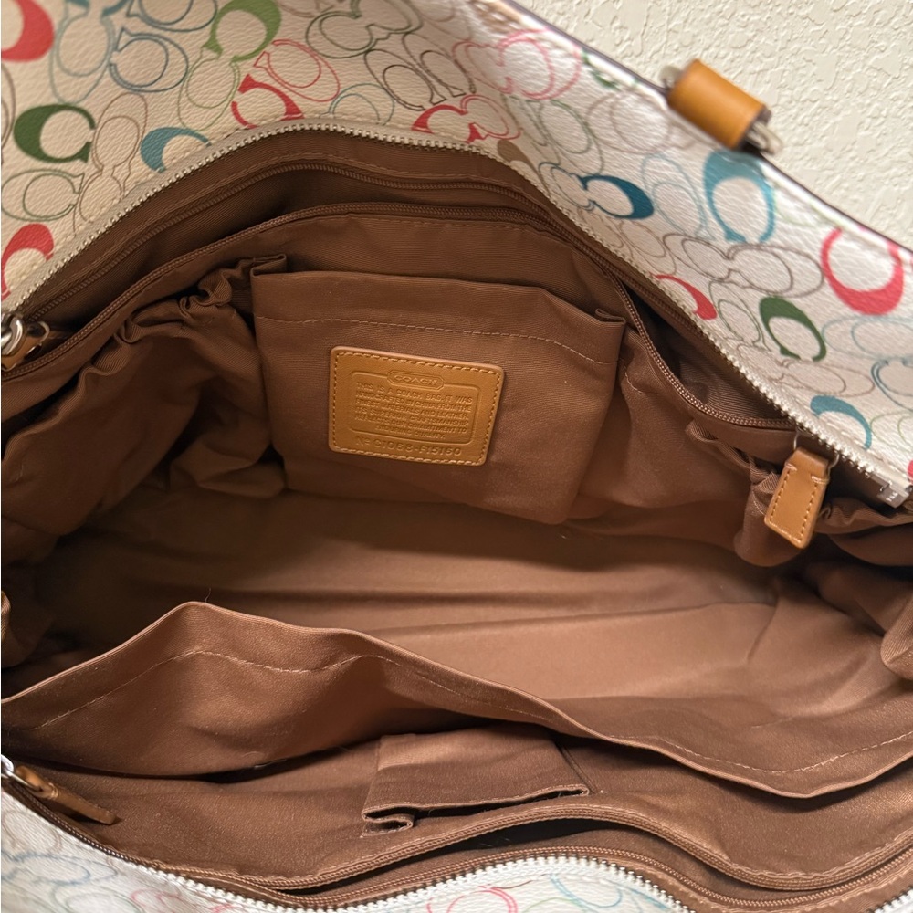 Coach Multicolor Signature Tote with Tan Accents - Picture 3 of 4